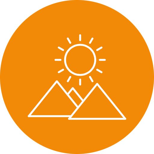 Logo of a mountain range with sun