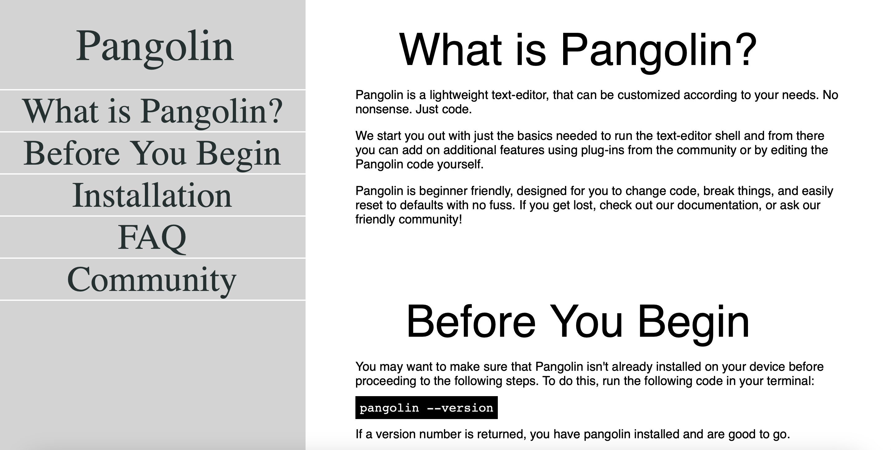 Thumbnail for documentation page project